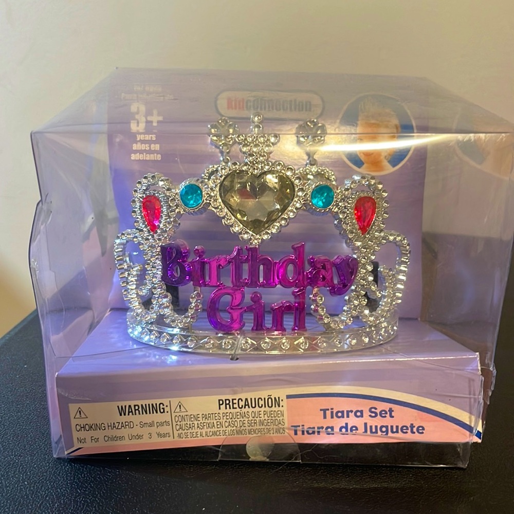 New in box birthday girl crown with matching earrings